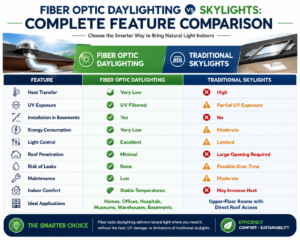 fiber optic day lighting vs skylights
